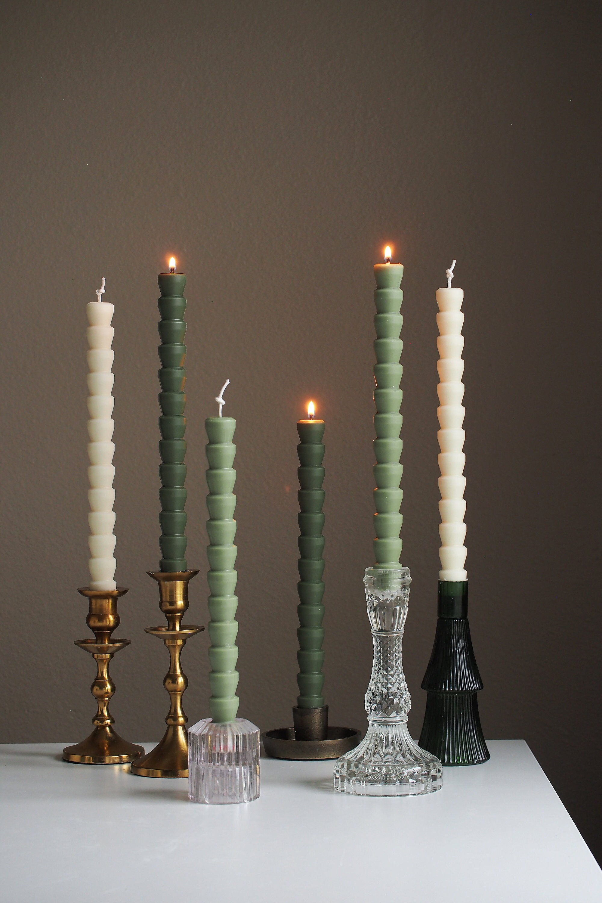 Twisted Candle Spiral Candle Taper Candles White Candles Natural Beeswax  Candles Taper Candles 