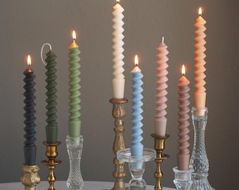 Zen Spiral Taper Candle, Twisted Soy Beeswax Candle, 8.75" H (A Pair)
