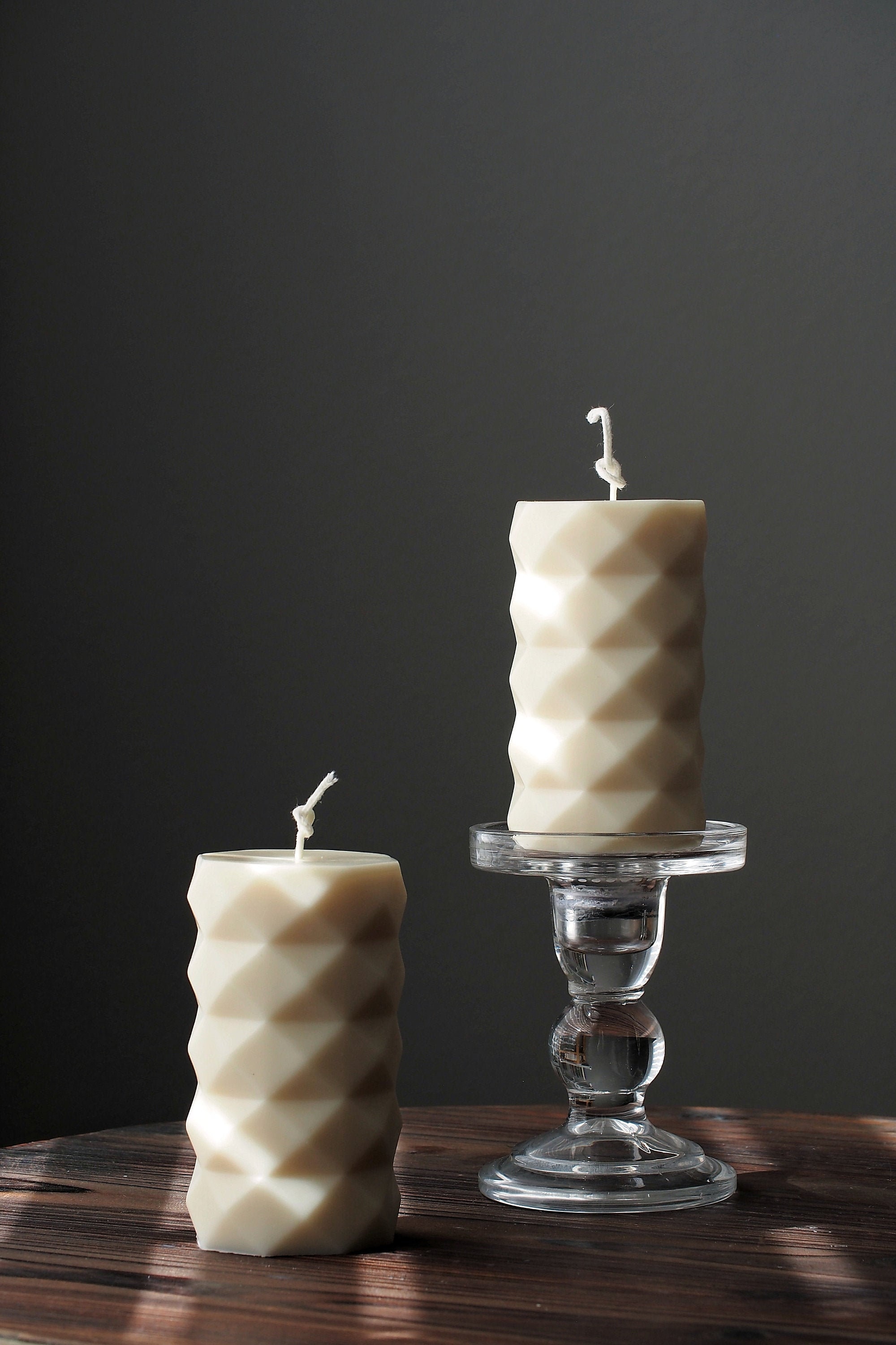 Diamont, Bougie Sculptée, Pilier, Soja et Cire d'abeille, de Style, Cadeau, Décoration Intérieure, C