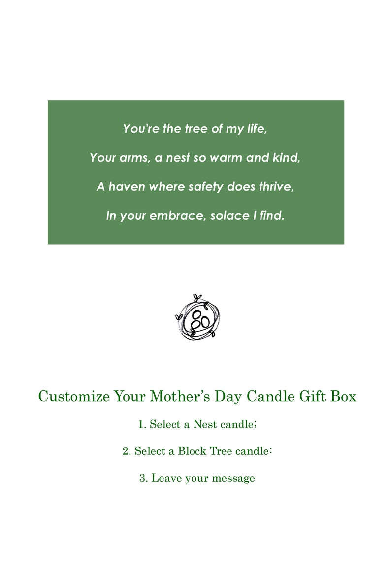 Nest & Tree candle, Customize your gift box, Custom message, Handmade Gift, Mother's Day image 2