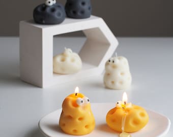 Handmade Cheesy Cheese Candle Set, Funny Soy Beeswax Candle