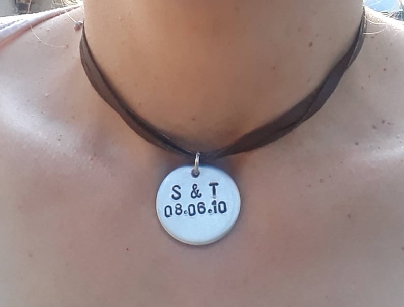 Date Symbol Name My Love Mummy Girlfriend Personalized gift Wife Anniversary Leather Choker Necklace Coin pendant I love you more Couples