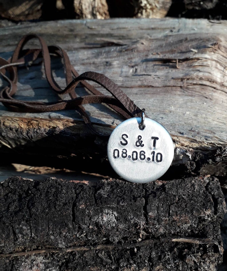 Date Symbol Name My Love Mummy Girlfriend Personalized gift Wife Anniversary Leather Choker Necklace Coin pendant I love you more Couples