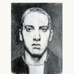Disegno originale di Gustau Donat. Ritratto di un giovane (Eminem). Matita su carta. 11 pollici x 8,2 pollici