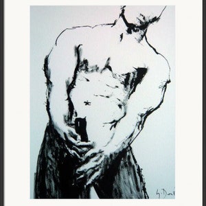 Dipinto originale di Gustau Donat. Nessuna stampa. Dalla serie "Passioni". "Passione 1". 16 pollici x 12 pollici. Inchiostro su carta.