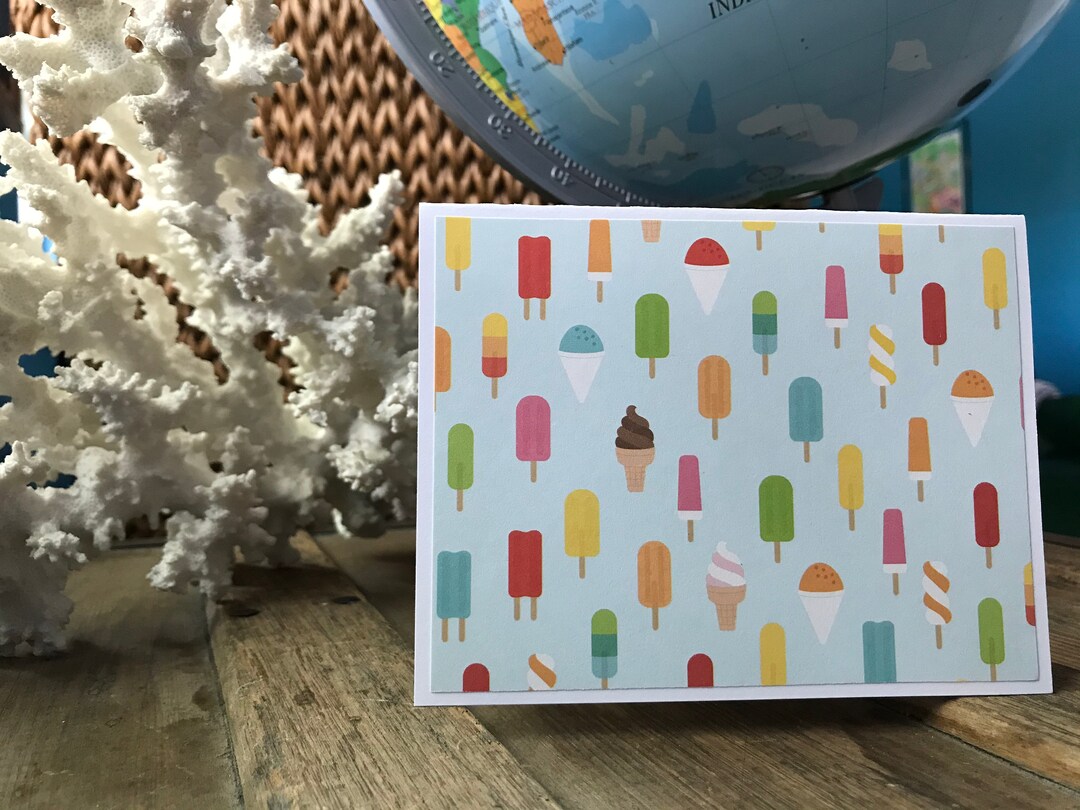 Set of 5 Blank Note Cards - Ice Cream and Popsicle Design - Etsy