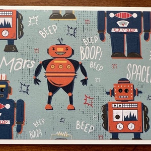 Robots | Set of 5 | Blank Cards | Note Cards