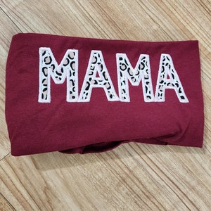 Leopard print mama applique tee crewneck hoodie
