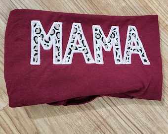 Leopard print mama applique tee crewneck hoodie