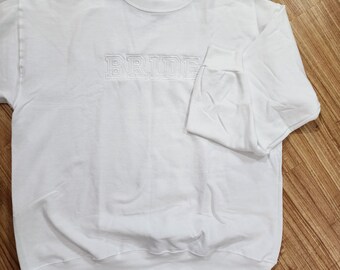 Embroidered white BRIDE crewneck