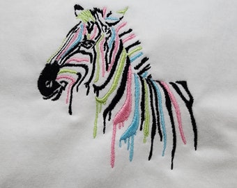 Pastel zebra drip embroidered tee crewneck hoodie inclusive