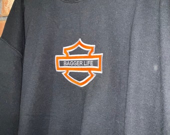 Bagger Life Crewneck motorcycle theme bar and shield