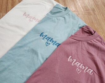 Mama embroidered T buttery soft custom colors