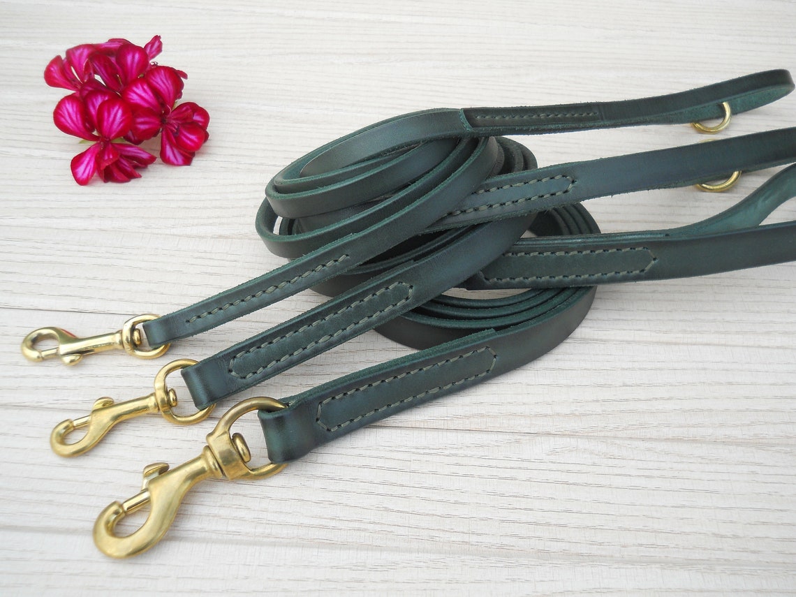 Leather Dog Leash Vintage Look Personalized Dog Leash Long Etsy