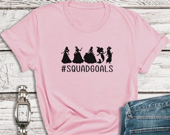 Disney prinses shirts, SQUADGOALS, shirt sneeuwwitje, shirt Assepoester, shirt Belle, shirt jasmijn, shirt Ariel, shirt Ariel, Disney World, Disneyland