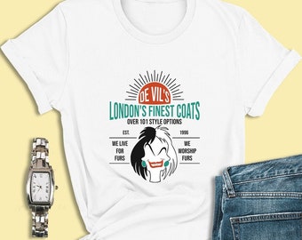 101 Dalmatiner Shirt, De Vil's London's feinste Mäntel, Cruella De Vil Kostüm, Disney Damen Shirt, Geburtstag Shirt, Disney Bösewichte Shirt