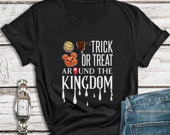 Shirt Mickey Mouse, Trick or Treat Around The Kingdom, Disney Mickey Halloween-shirt, pompoenshirt, Disney Parks Food-shirt, Trick r Treat