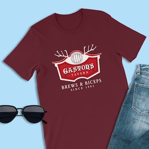 Chemise La Belle et la Bête, chemise Gaston's Tavern Brews, chemise logo Disney, méchants Disney, chemises mets et vins, chemises à boire Disney