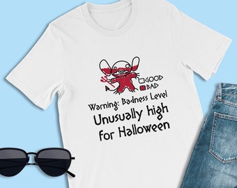 Lilo and Stitch Shirt, Warning Badness Level Shirt, Stitch Shirt, Disney Halloween Tee, Family Disney Shirt, Mens Disney Shirt, Disney World