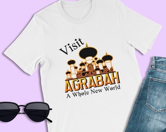 Aladdin-shirts, Visit Agrabah-shirt, A Whole New World-shirt, Magic Kingdom-shirts, Disney World-shirts, Disney-familieshirts, magisch tapijt