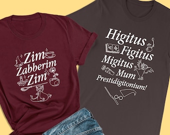 Koszulki Madam Mim, Koszulka Zim Zabberim Zim, Koszulka Miecz w kamieniu, Koszulka dla pary z okazji Halloween Disney, Czarownica złoczyńców, Dopasowane koszulki Merlina