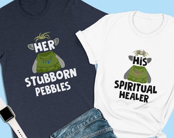 Frozen Couple Shirt, Her Stubborn Pebbles, Trolls Male T-Shirts, Disney World Trip Matching Shirt, Disneyland Honeymoon Shirts for Couples