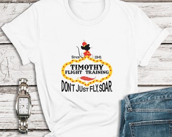 Flyg inte bara, sväva, Disney Dumbo-tröja för Magic Kingdom på Disney World, Dumbo flygande elefant och Timothy flygträning i Fantasyland