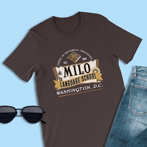 Atlantis The Lost Empire Shirts, Milo Language School, Milo Thatch Shirt, Disney Occupation Logo T-Shirts, Disney World Family Trip Shirts
