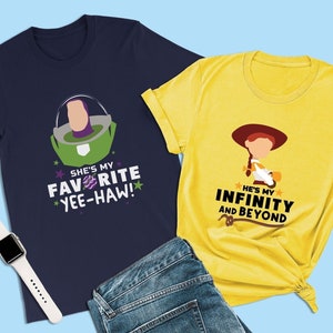 Toy Story Couple Shirt, She&#39;s My Favorite Yee-Haw!, Buzz Lightyear Shirt, Pixar Honeymoon Matching Tee, Disney Vacation Shirts for Couples