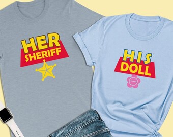 Camiseta de cumpleaños de Toy Story, Su Sheriff, Camiseta de Woody, Camisetas de Toy Story Land, Camiseta de pareja de Disney, Camisetas familiares de Disney, Woody y Bo Peep