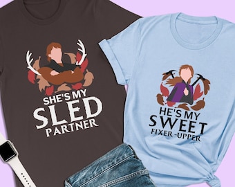 Disney-shirt Frozen Couples, She's My Sled Partner, Kristoff-shirts, jubileum-T-shirt, Disneyland Valentine-huwelijksreis, Kristoff bijpassende Anna