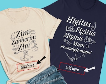 Koszulki Disney Custom Matching, Darmowe dodawanie własnego tekstu tutaj, Koszulka Zim Zabberim Zim, Madam Mim Witch, Miecz w kamieniu