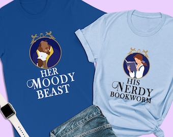 Beauty and the Beast Couple Shirt, Her Moody Beast, Prince Adam Shirt, Disney Couple Shirt, Disney Soulmates T-Shirt, Honeymoon Matching