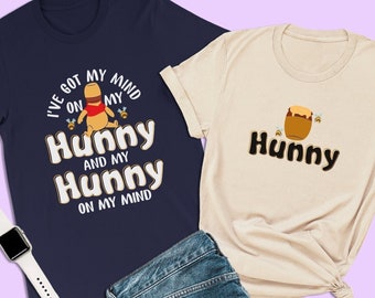Winnie the Pooh Couple Shirt, I've Got My Mind On My Hunny, Pooh Bear T-Shirt, Honeymoon Tees, Matching Shirt, Disney Family Shirts