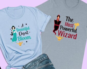 Camiseta de Aladdin, Camiseta de una hermosa flor del desierto, Camiseta de Jasmine, Camiseta de Disney para parejas, Camiseta de la familia Disney, Jasmine y Jafar, Camiseta de Disneyland