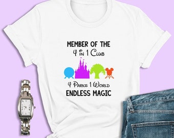 Camiseta de Disney, camiseta de 4 parques, 1 mundo, camiseta de Animal Kingdom, Disney Hollywood Studios, camiseta de Epcot, camiseta de Magic Kingdom, camiseta de vacaciones de Disney