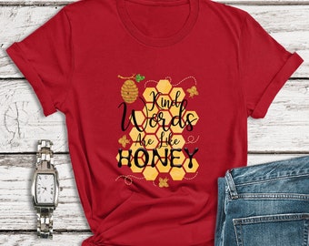 Winnie the Pooh Shirt, freundliche Worte sind wie Honig, Essen und Wein Shirt, Disney Honig Shirt für Frauen, christliche Bibel Sprüche Shirts