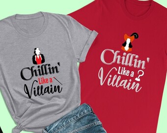 Descendants Birthday Shirt, Chillin Like a Villain Shirt, Cruella De Vil, 101 Dalmatians Shirt, Disney Villain Shirt, Disney Halloween Shirt