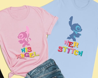 Lilo And Stitch Shirt, His Angel Shirt, Disney Couple Shirt, Disney Family Shirts, Angel and Stitch Shirt, Animal Kingdom, Disneyland Shirts