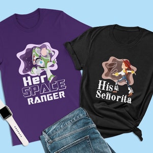 Toy Story Couple Shirt, Her Space Ranger, Buzz Lightyear Shirt, Pixar Couples Matching Shirt, Honeymoon Unique Shirt, Husband, Boyfriend