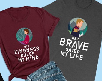 Frost-parskjortor, Hans vänlighet styr mitt sinne, drottning Iduna-t-shirt, Disney World-bröllopsmässo-skjortor för par, Iduna matchande kung Agnarr