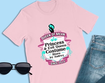 Shirt met Audrey Descendants-logo, Princess & Evil Queen Costume Store sinds 2015, T-shirt Queen of Mean, T-shirt Disney Occupational Co.