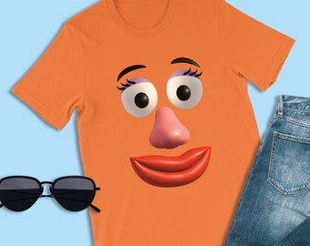 Chemise grand visage Miss Patate Head, T-shirt de poupée homme végétal, Cosplay Toons Toy pomme de terre, chemise inspirée grand visage, tenue de fête d'anniversaire