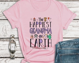 Camiseta de la abuela de Disney, la abuela más feliz de la Tierra, camiseta de madre e hija, camisetas de la familia Disney, camiseta del reino mágico, camiseta del hada madrina