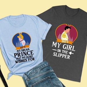 Cinderella Couple Shirt, He&#39;s My Dream Prince that My Heart, Princess Shirt, DisneyWorld Honeymoon Matching Tee, Vacation Shirt for Couples