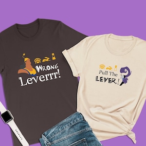 Disney Couple Shirts, The Emperor&#39;s New Groove Shirt, Wrong Leverrr Tee, Kronk Shirts, Disney Halloween Family T-Shirts, Kronk and Yzma