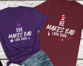Descendants Shirts, She Makes Bad Look Good Shirts, Maleficent Shirts, Sleeping Beauty Shirts, Disney Villain Shirts, Disney Couple Shirts