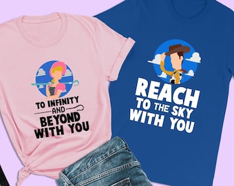 Camiseta de pareja de Toy Story, Hasta el infinito y más allá contigo, Bo Peep Luna de miel a juego con Woody, Camiseta de aniversario de Disney World, Parejas de Pixar