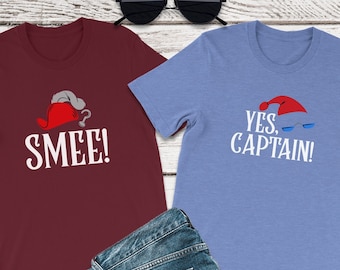 Camiseta de Peter Pan, camisetas de Smee, camisetas del Capitán Garfio, camisetas de piratas de Disney, villanos de Disney, crucero de Disney, tripulación del Garfio, Capitán Garfio y Smee