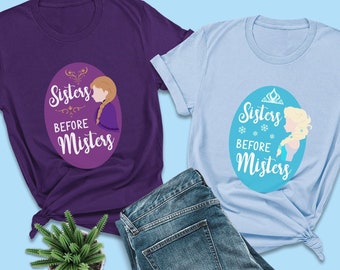 Camiseta de cumpleaños de Frozen, Hermanas antes que señores, Camiseta de la princesa Anna, Camisetas de pareja de Disney, Camisetas familiares de Disney, Anna y Elsa, Camisetas de primos